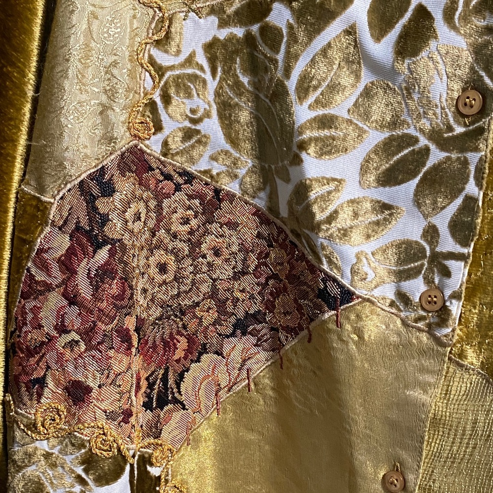 Roaman’s Fancy gold colored patchwork satiny velvety size 3X Pantsuit Set - Picture 7 of 16